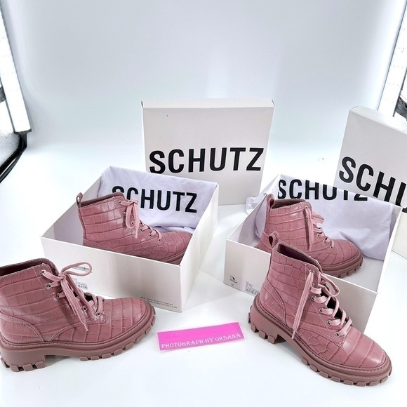 SCHUTZ Orly Combat Boot Sweet Lilac size 7.5 B NWB - Picture 7 of 12